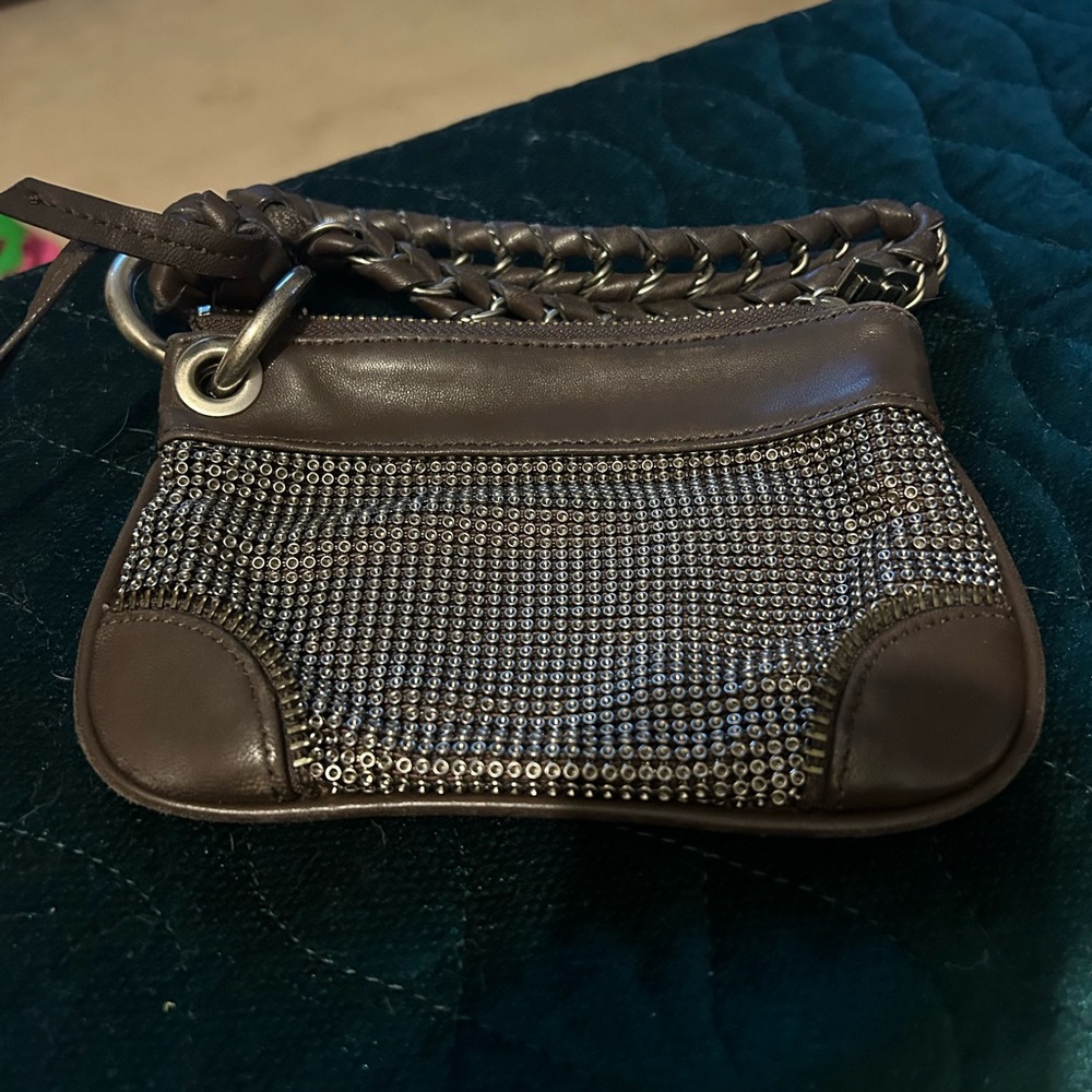 BCBGMaxAzria Brown and Silver Clutch